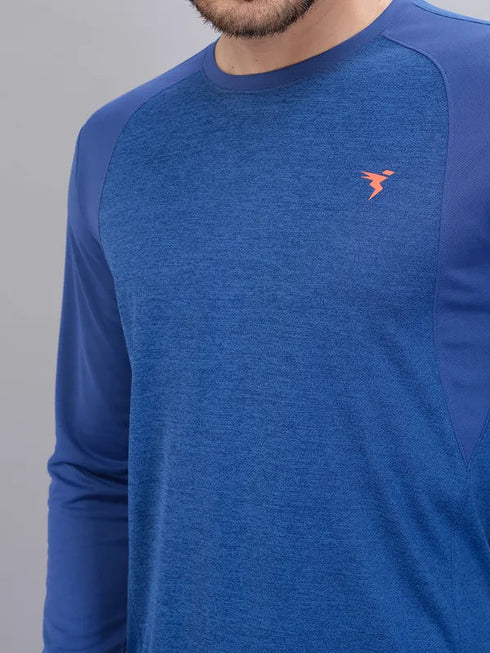 Men Melange Slim Fit Crew Neck T-shirt with DOUBLE COOL