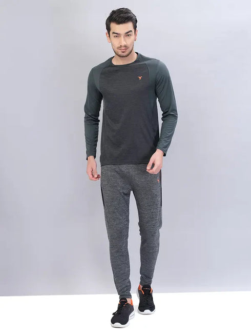 Men Melange Slim Fit Crew Neck T-shirt with DOUBLE COOL