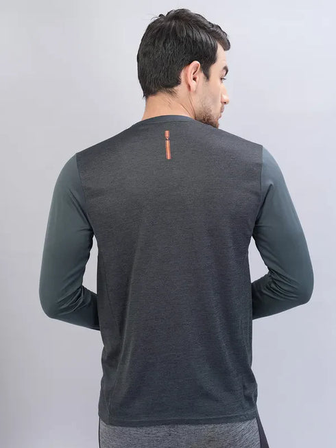 Men Melange Slim Fit Crew Neck T-shirt with DOUBLE COOL