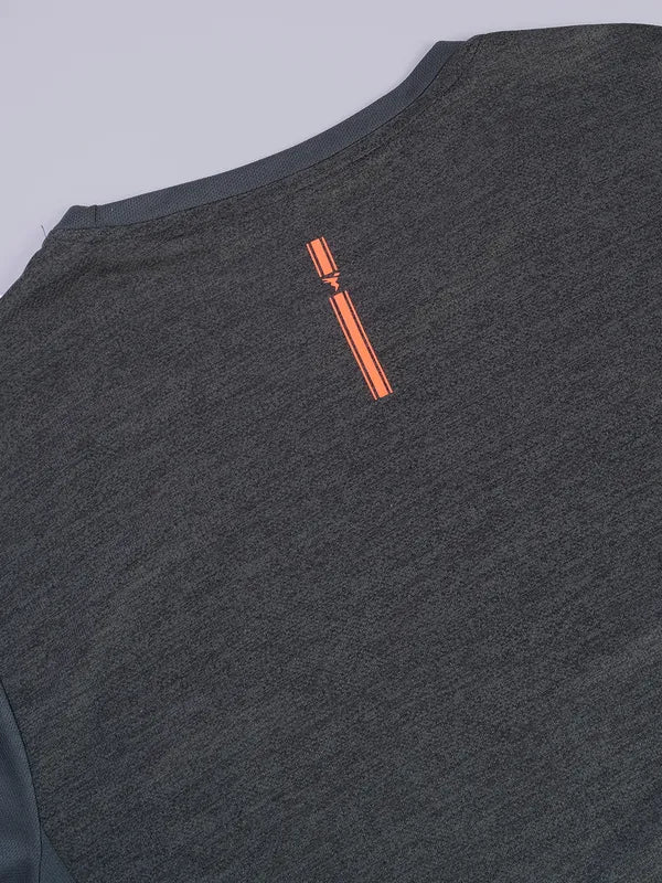Men Melange Slim Fit Crew Neck T-shirt with DOUBLE COOL