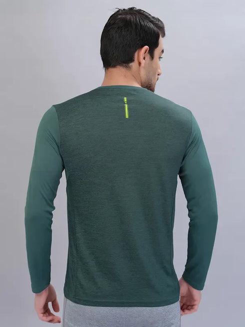Men Melange Slim Fit Crew Neck T-shirt with DOUBLE COOL