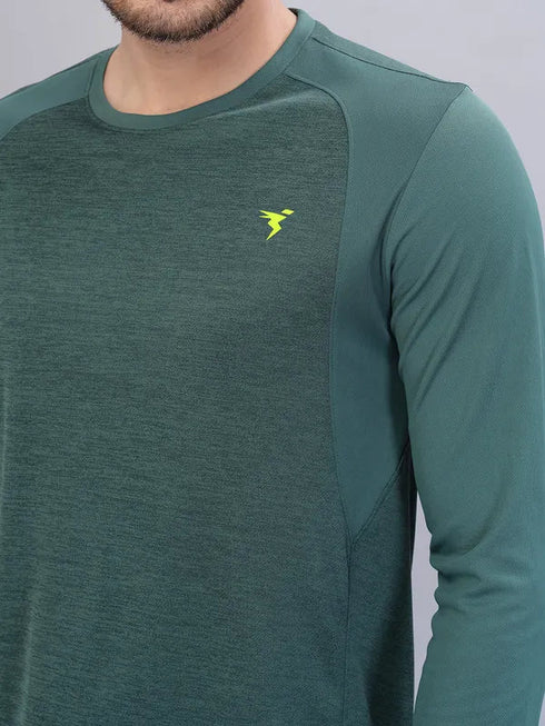 Men Melange Slim Fit Crew Neck T-shirt with DOUBLE COOL