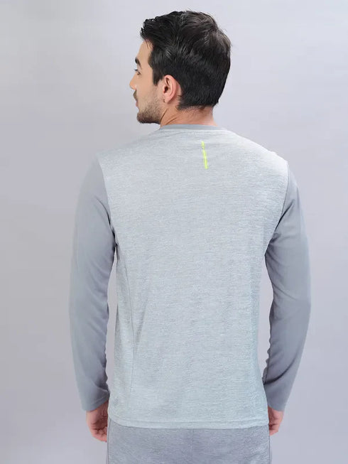 Men Melange Slim Fit Crew Neck T-shirt with DOUBLE COOL
