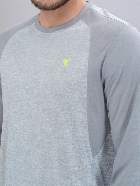Men Melange Slim Fit Crew Neck T-shirt with DOUBLE COOL