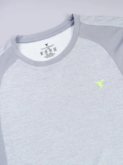 Men Melange Slim Fit Crew Neck T-shirt with DOUBLE COOL