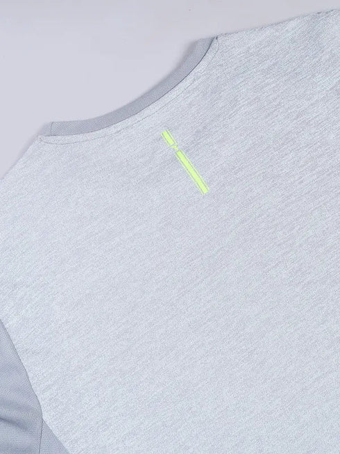 Men Melange Slim Fit Crew Neck T-shirt with DOUBLE COOL