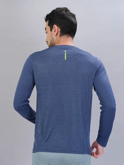 Men Melange Slim Fit Crew Neck T-shirt with DOUBLE COOL