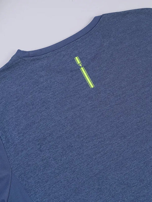 Men Melange Slim Fit Crew Neck T-shirt with DOUBLE COOL