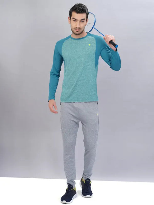 Men Melange Slim Fit Crew Neck T-shirt with DOUBLE COOL