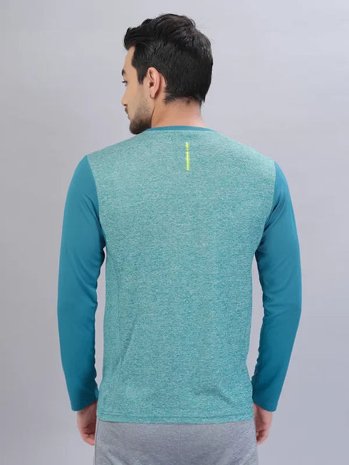Men Melange Slim Fit Crew Neck T-shirt with DOUBLE COOL