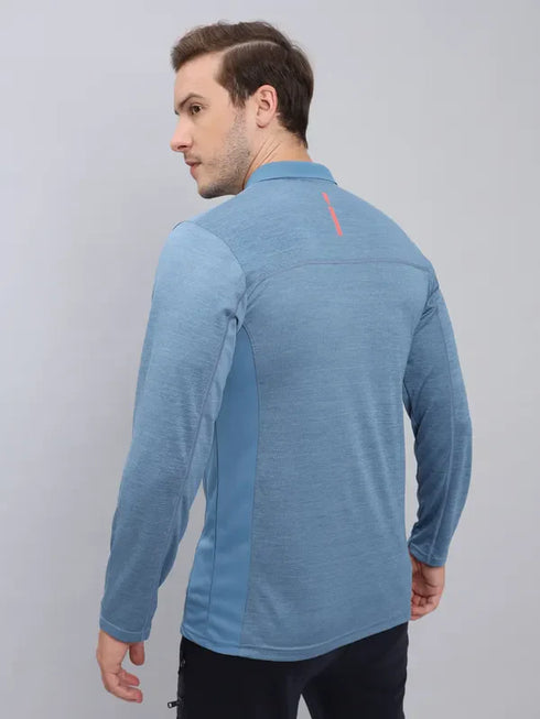 Men Melange Slim Fit Polo T-shirt with DOUBLE COOL