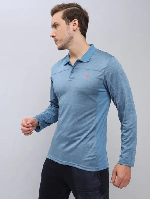 Men Melange Slim Fit Polo T-shirt with DOUBLE COOL