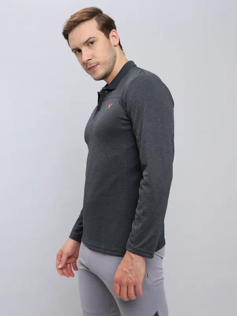 Men Melange Slim Fit Polo T-shirt with DOUBLE COOL