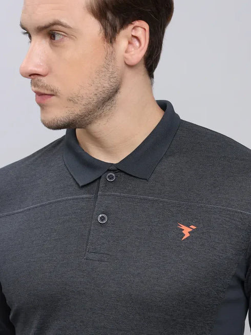 Men Melange Slim Fit Polo T-shirt with DOUBLE COOL