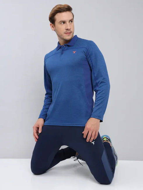 Men Melange Slim Fit Polo T-shirt with DOUBLE COOL