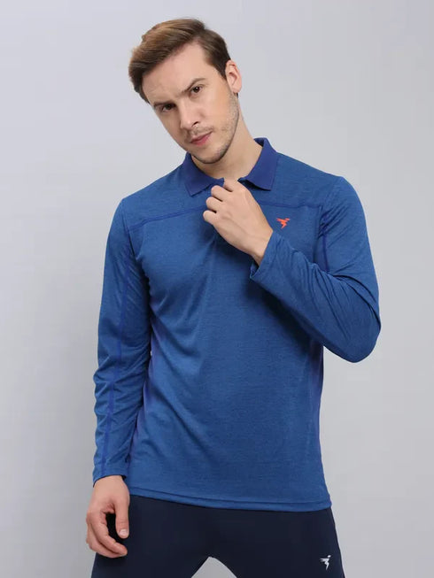 Men Melange Slim Fit Polo T-shirt with DOUBLE COOL