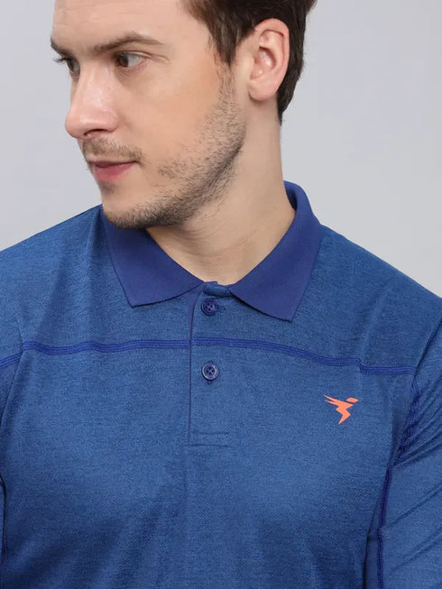 Men Melange Slim Fit Polo T-shirt with DOUBLE COOL