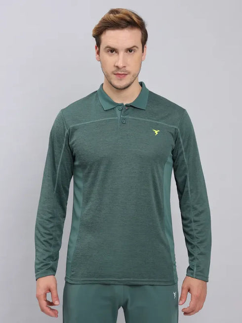 Men Melange Slim Fit Polo T-shirt with DOUBLE COOL