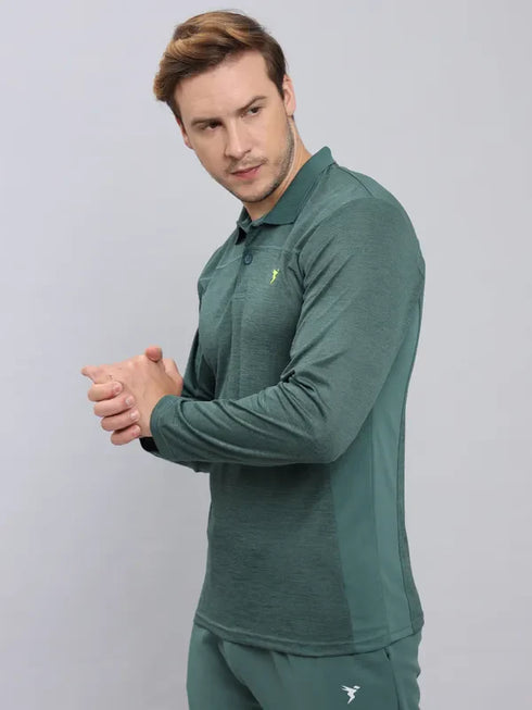 Men Melange Slim Fit Polo T-shirt with DOUBLE COOL