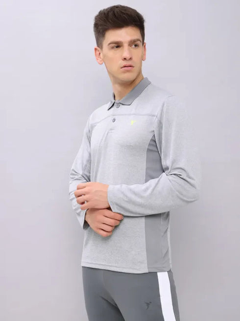 Men Melange Slim Fit Polo T-shirt with DOUBLE COOL