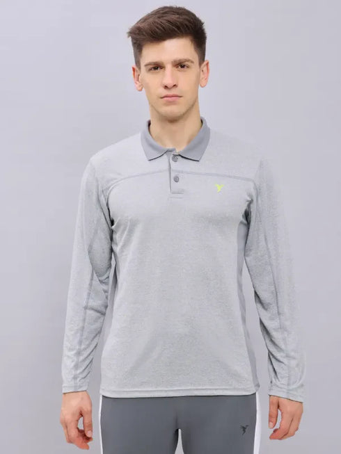 Men Melange Slim Fit Polo T-shirt with DOUBLE COOL