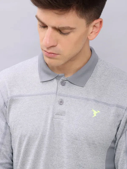 Men Melange Slim Fit Polo T-shirt with DOUBLE COOL