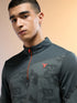 Men Jacquard Slim Fit Mock Neck T-shirt with TECHNO COOL+