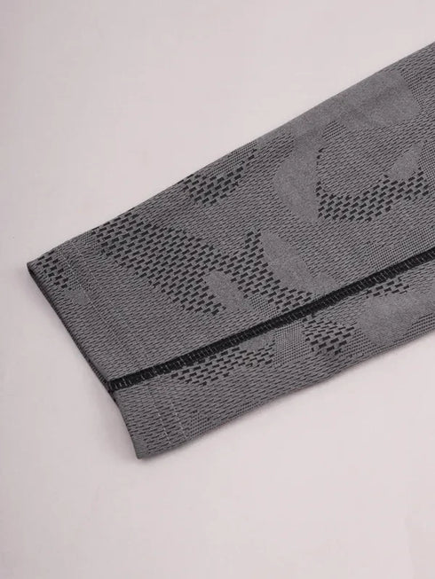 Men Jacquard Slim Fit Mock Neck T-shirt with TECHNO COOL+