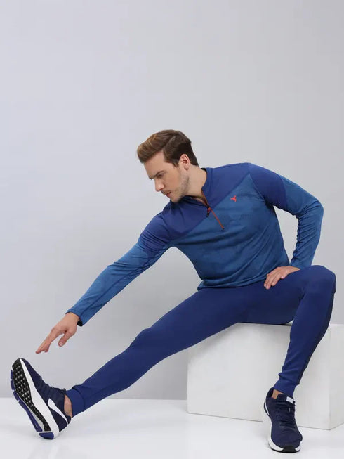 Men Jacquard Slim Fit Mock Neck T-shirt with TECHNO COOL+
