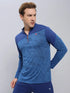 Men Jacquard Slim Fit Mock Neck T-shirt with TECHNO COOL+