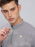 Men Jacquard Slim Fit Mock Neck T-shirt with TECHNO COOL+