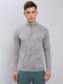 Men Jacquard Slim Fit Mock Neck T-shirt with TECHNO COOL+