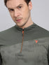 Men Jacquard Slim Fit Mock Neck T-shirt with TECHNO COOL+
