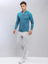Men Jacquard Slim Fit Mock Neck T-shirt with TECHNO COOL+