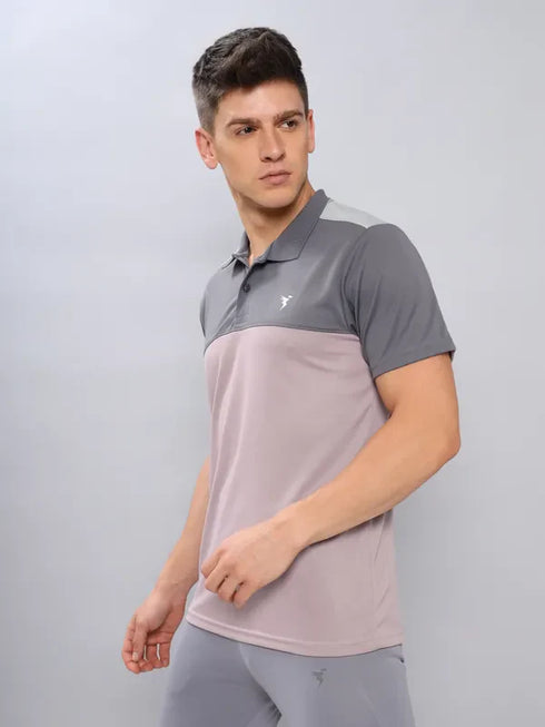 Men Colorblock Slim Fit Polo T-shirt with TECHNO COOL+