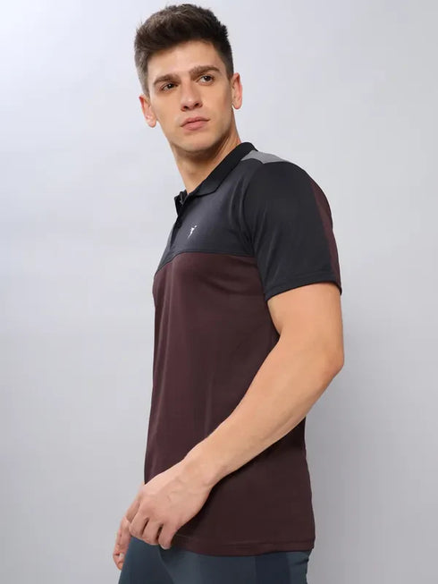 Men Colorblock Slim Fit Polo T-shirt with TECHNO COOL+