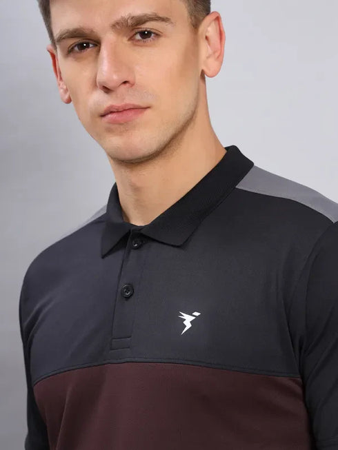 Men Colorblock Slim Fit Polo T-shirt with TECHNO COOL+