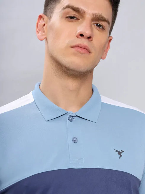Men Colorblock Slim Fit Polo T-shirt with TECHNO COOL+