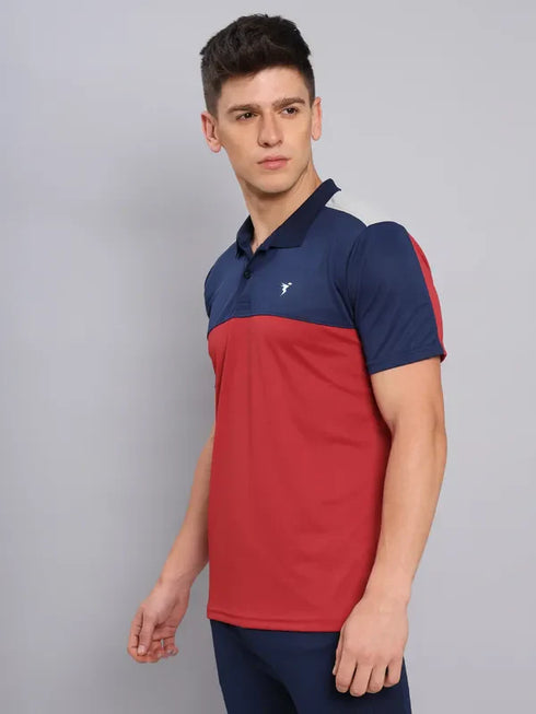 Men Colorblock Slim Fit Polo T-shirt with TECHNO COOL+