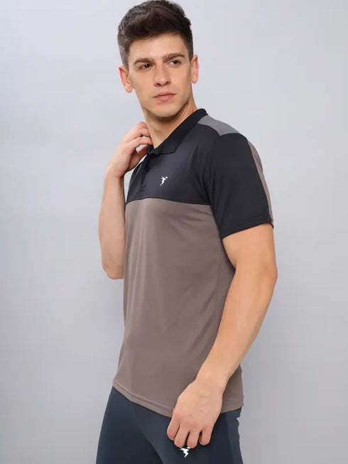 Men Colorblock Slim Fit Polo T-shirt with TECHNO COOL+