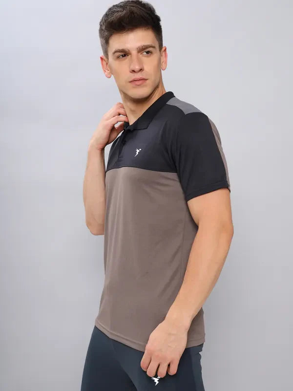 Men Colorblock Slim Fit Polo T-shirt with TECHNO COOL+