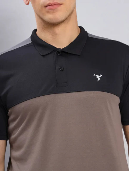 Men Colorblock Slim Fit Polo T-shirt with TECHNO COOL+