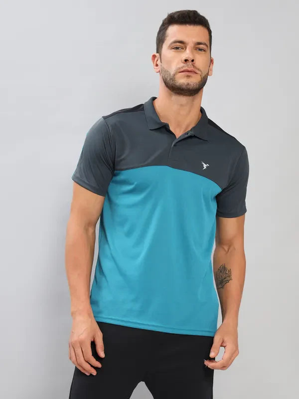 Men Colorblock Slim Fit Polo T-shirt with TECHNO COOL+