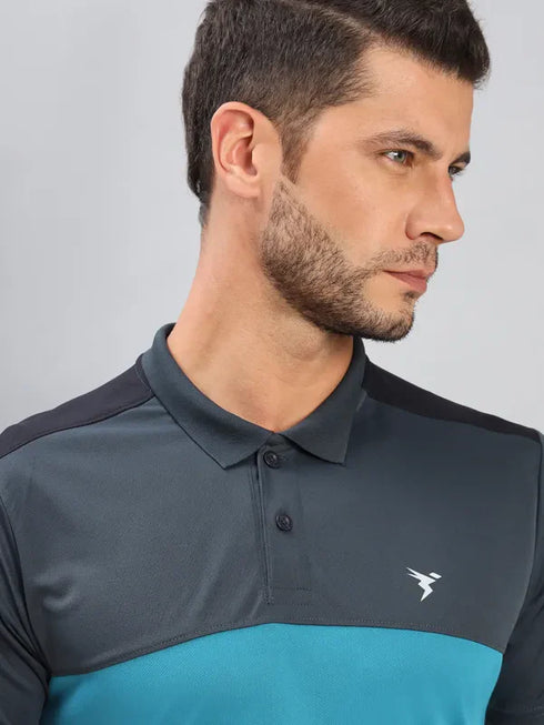 Men Colorblock Slim Fit Polo T-shirt with TECHNO COOL+