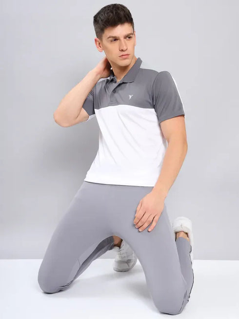 Men Colorblock Slim Fit Polo T-shirt with TECHNO COOL+