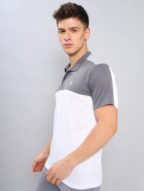 Men Colorblock Slim Fit Polo T-shirt with TECHNO COOL+