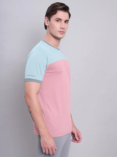 Men Colorblock Slim Fit Crew Neck T-shirt with TECHNO COOL+