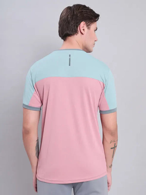 Men Colorblock Slim Fit Crew Neck T-shirt with TECHNO COOL+