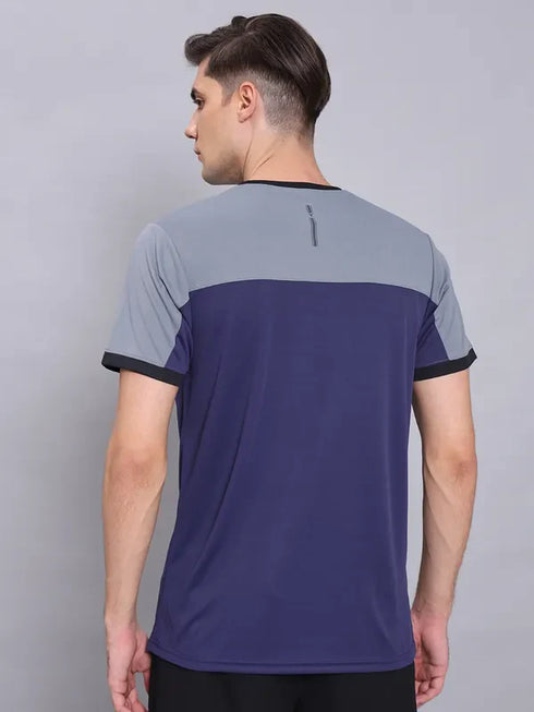 Men Colorblock Slim Fit Crew Neck T-shirt with TECHNO COOL+