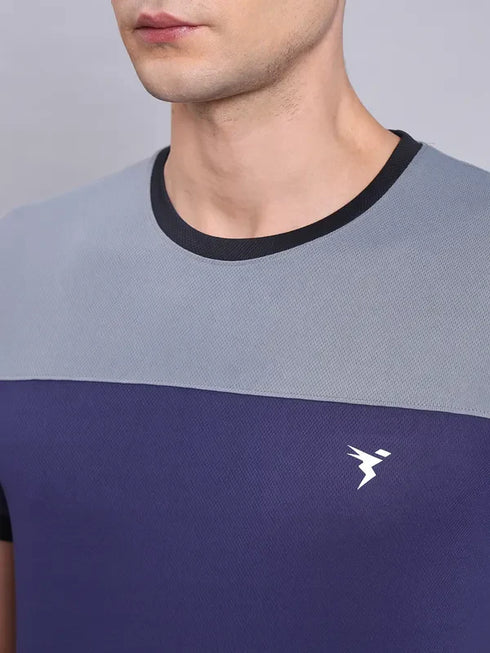 Men Colorblock Slim Fit Crew Neck T-shirt with TECHNO COOL+